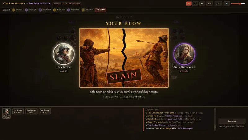 A duel card: the blow that decides the fight.