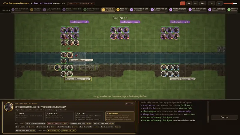 A grand battle: three companies a side, every Sergeant in turn.
